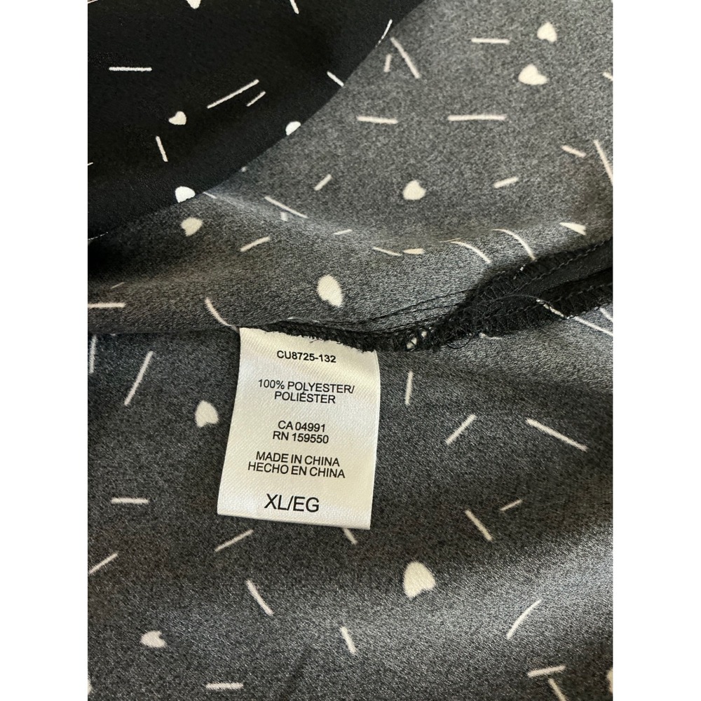 Hilary Radley Top‎ Women's Extra Large V-Neck Short Sleeve Black White Print - Picture 4 of 7